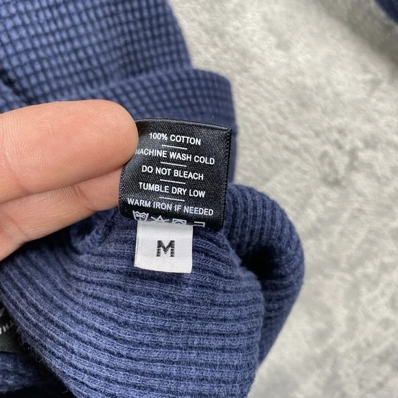 American Giant Shirt Mens Size M Blue Thermal Waffle Long Sleeve Made In USA - Picture 10 of 15